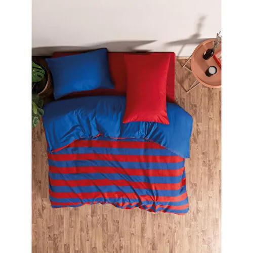 Cozy Home Popping Colors Çift Kişilik Lastikli Çarşaflı Nevresim Takımı Blaze Kırmızı