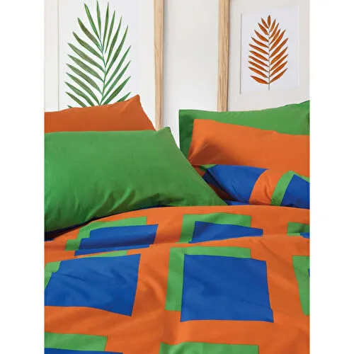 Cozy Home Popping Colors Çift Kişilik Lastikli Çarşaflı Nevresim Takımı Venus Mavi