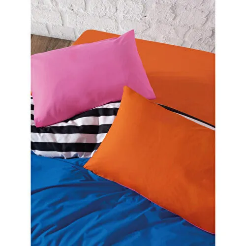 Cozy Home Popping Colors Çift Kişilik Lastikli Çarşaflı Nevresim Takımı Dusk Mavi 180x200