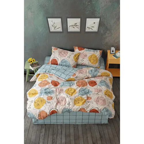 Cozy Home Çift Kişilik Lastikli Çarşaflı Nevresim Takımı Modern Mint