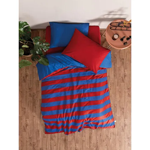 Cozy Home popping Colors Tek Kişilik Lastikli Çarşaflı Nevresim Takımı Blaze Kırmızı
