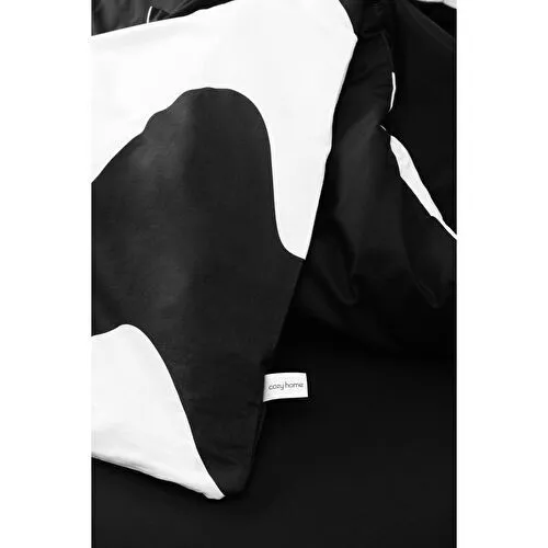 Cozy Home Mono Çift Kişilik Lastikli Çarşaflı Nevresim Takımı Flow Siyah