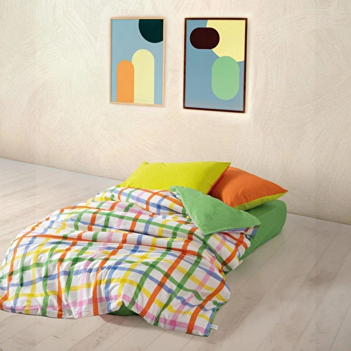 Cozy Home popping Colors Tek Kişilik Lastikli Çarşaflı Nevresim Takımı Hype Yeşil