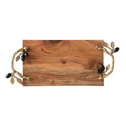 Mudo Home Olive Ahşap Dekorati̇f Tepsi̇ 50x20x6cm