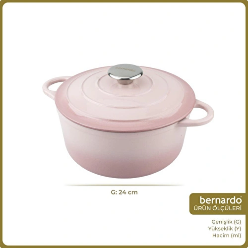 Bernardo Intensa Döküm Tencere Pembe 24cm