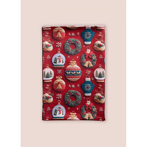 The Mia Modern Figür Desenli Masa Örtüsü 150x240 Cm Kırmız