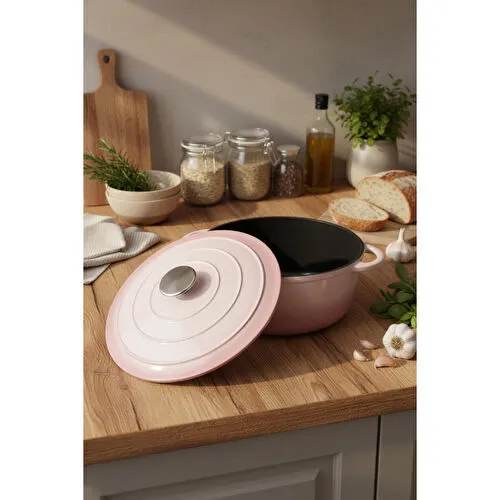 Bernardo Intensa Döküm Tencere Pembe 28cm Bernardo Intensa Döküm Tencere Pembe 28cm