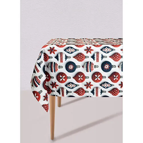 The Mia Modern Figür Desenli Masa Örtüsü 150x240 Cm Beyaz