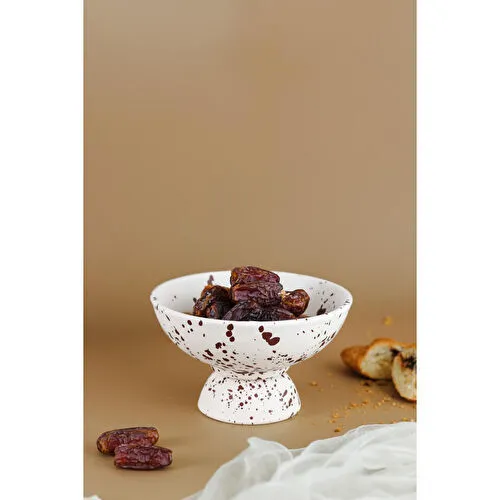 Beige & Stone Seramik Kahverengi Benekli Çerez Dondurma Tatlı Kahvaltılık Sunum Kasesi 13.5 Cm