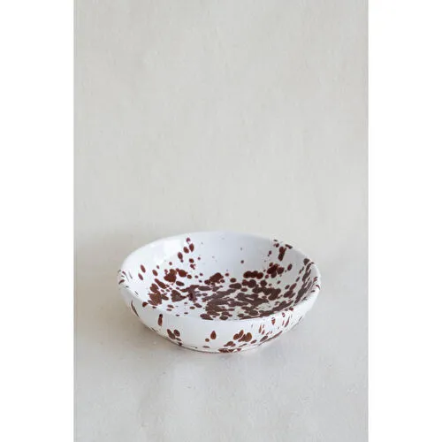 Beige & Stone Seramik Parlak Kahverengi Benekli 2 Boy Kase