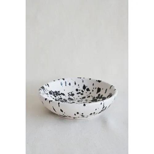 Beige & Stone Seramik Mat Siyah Benekli 2 Boy Kase