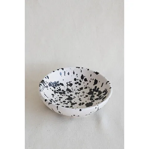 Beige & Stone Seramik Mat Siyah Benekli 2 Boy Kase