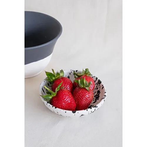 Beige & Stone Seramik Mat Siyah Benekli 2 Boy Kase