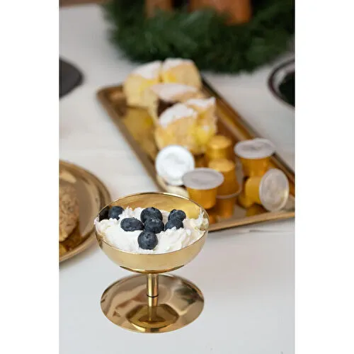 Beige & Stone Gold Yüksek Ayaklı 8 Cm Dondurma Lokum Tatlı Kahvaltılık Sunum Kase