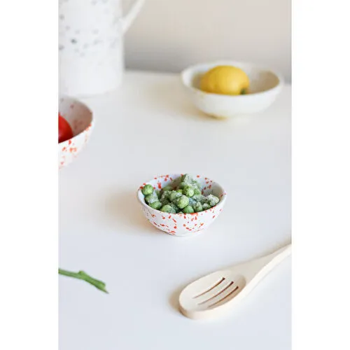 Beige & Stone Seramik Turuncu Benekli Çerezlik Sosluk Lokumluk Küçük Kase 35 Ml