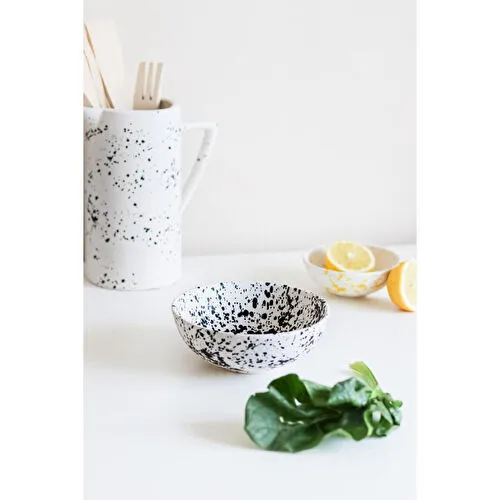 Beige & Stone Seramik Siyah Benekli Salata Bowl Kahvaltılık Çorba Büyük Sunum Kase 350 Ml