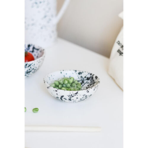 Beige & Stone Seramik Siyah Benekli Çerez Kahvaltılık Orta Sunum Kase 150 Ml