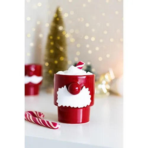 Beige & Stone Yılbaşı Noel Baba Beyaz Bıyıklı Kupa