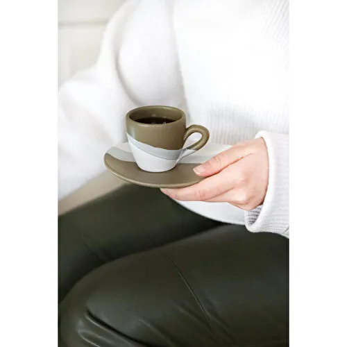 Beige & Stone Naturel Stone Kahve Fincanı Haki Yeşil