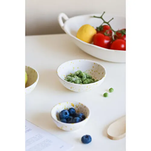 Beige & Stone Seramik Sarı Benekli Çerezlik Sosluk Lokumluk Küçük Kase 35 Ml