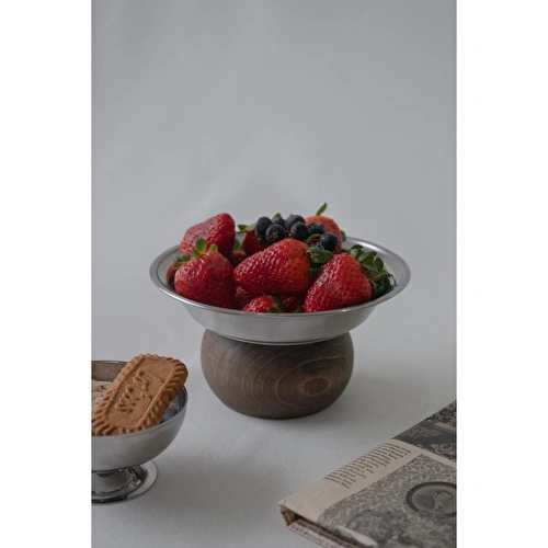 Beige & Stone Ahşap Ayaklı 15,5 Cm Çerez Meyve Kuruyemiş Sunum Kase Stand