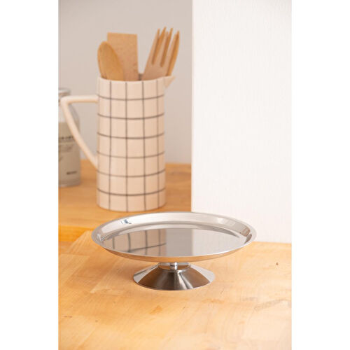 Beige & Stone Frezya Ayaklı Çelik 23 Cm Tatlı Meyve Peynir Servis/sunum Tabak