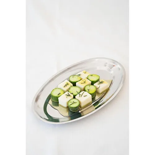 Beige & Stone Çelik 33 Cm Salata Servis/sunum Tepsi Metal Tabak