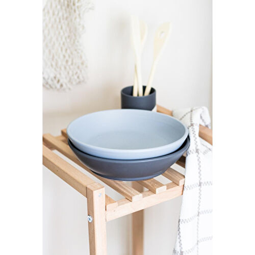 Beige & Stone Natural Stone Spagetti Sunum Seramik Tabak