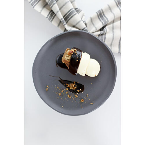 Beige & Stone Çelik Yüksek Ayaklı 23 Cm Seramik Antrasit Yuvarlak Servis/sunum Tabak Stand