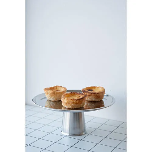 Beige & Stone Metal Ayaklı 23 Cm Tatlı Meyve Servis / Sunum Tabağı