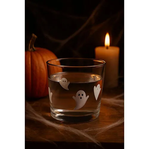 Beige & Stone Halloween Cadılar Bayramı Hayalet Temalı 380 Ml Cam Bardak