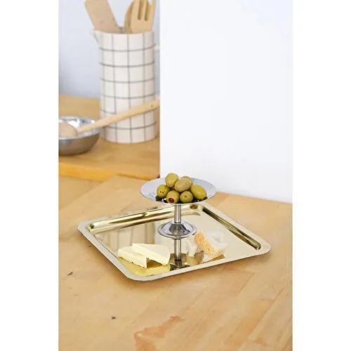 Beige & Stone Kare Gold Servis/sunum Tepsi