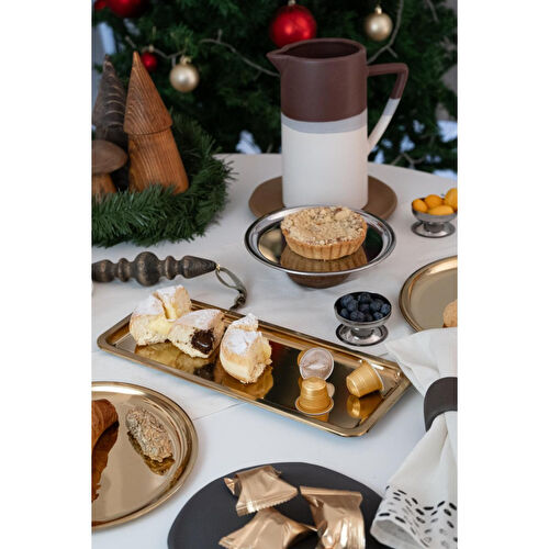 Beige & Stone Gold 33 Cm Servis Tabağı Sunum Tepsisi