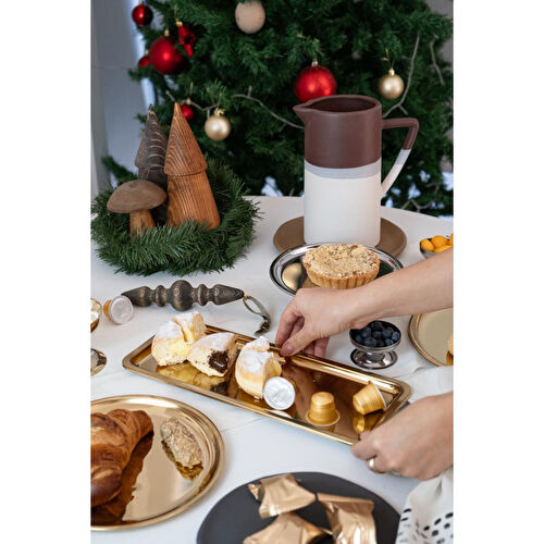 Beige & Stone Gold 33 Cm Servis Tabağı Sunum Tepsisi