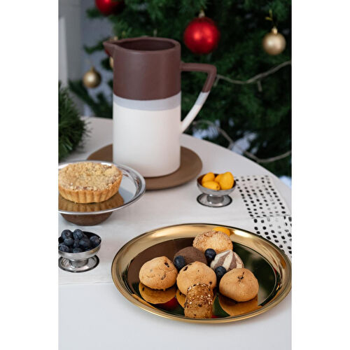 Beige & Stone Gold 23 Cm Servis Tabağı Sunum Tepsisi