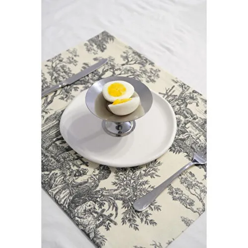 Beige & Stone Siyah Pastoral Desenli Dikdörtgen Amerikan Servis 2'li