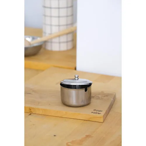 Beige & Stone Metal Kapaklı Yuvarlak Baharatlık