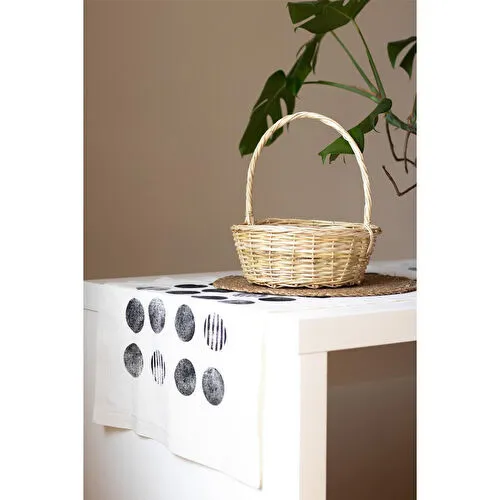 Beige & Stone Naturel Ball El Baskı Runner