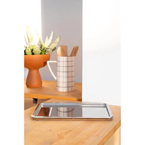 Beige & Stone Metal Çay Kahve Sunum Tepsisi