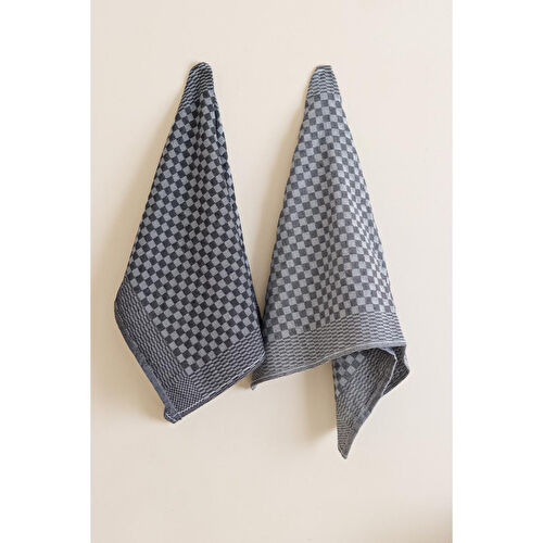 Beige & Stone Kareli 2'li Antrasit-gri Mutfak Kurulama Bezi 40x60 Cm