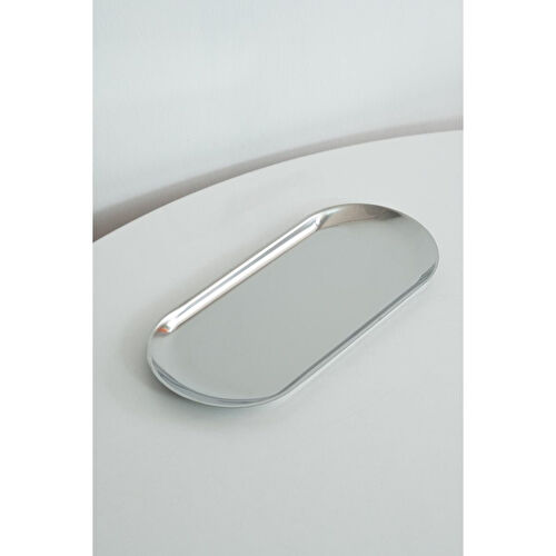 Beige & Stone Dekoratif Gümüş Büyük Oval Takı Organizeri Ve Sunum Tepsisi