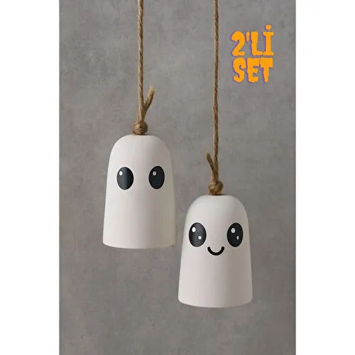 Beige & Stone Halloween Cadılar Bayramı Hayalet Temalı Sevimli Ruhlar Asılabilir Dekor ( 2'li )