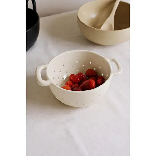 Beige & Stone Seramik Krem Süzgeç