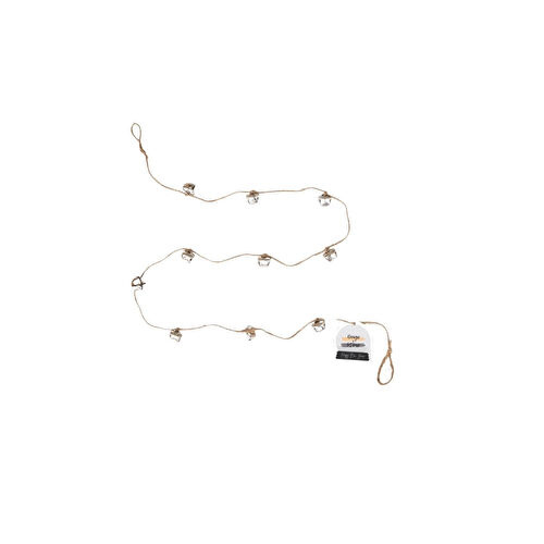 Beige & Stone Yılbaşı Jüt İp Gümüş Zilli Zincir Noel Çam Ağaç Süsü