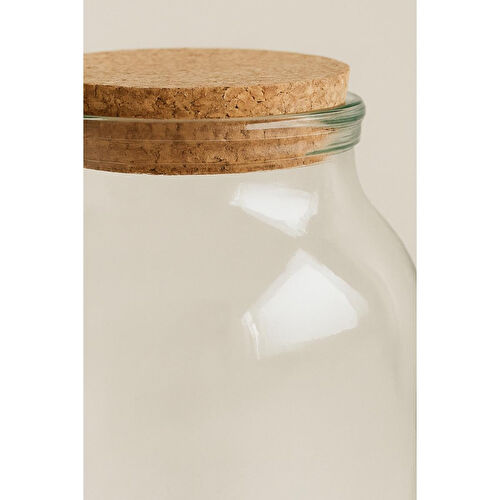 Beige & Stone Cam Toz Deterjan Kavanozu Saklama Kabı