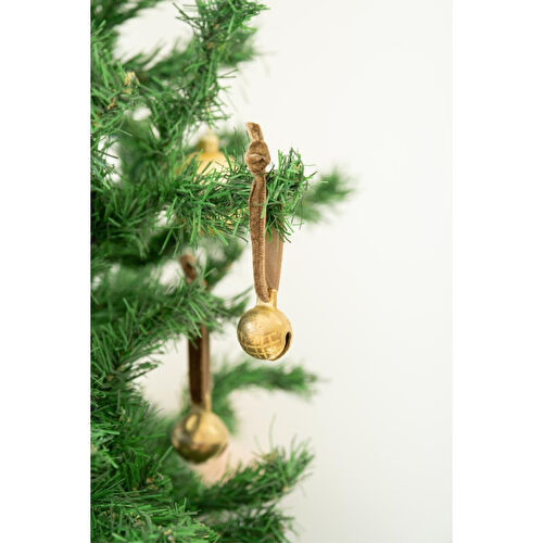 Beige & Stone X Den.interiors Yılbaşı Ağaç Süsü Boz Yeşil Küçük Gold Top Çan