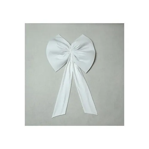 Beige & Stone Kurdele Yıllbaşı Ağaç Süs Noel Beyaz Fiyonk 55x50 Cm Büyük