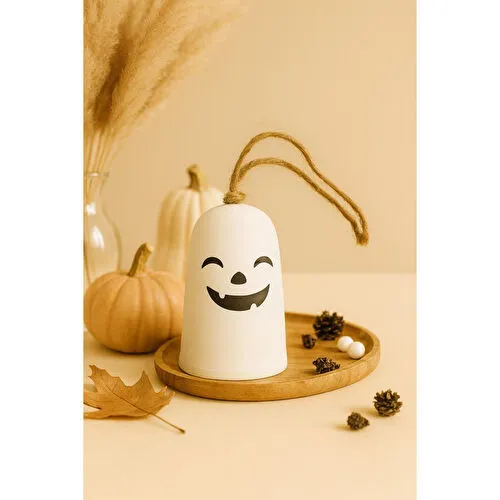 Beige & Stone Halloween Cadılar Bayramı Hayalet Temalı Booo & Hahaha Asılabilir Dekor ( 2'li )