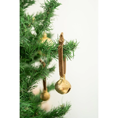Beige & Stone X Den.interiors Yılbaşı Ağaç Süsü Boz Yeşil Büyük Gold Top Çan