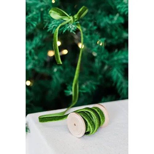 Beige & Stone Yılbaşı 2m Ahşap Makaralı Kadife Kurdele Paketleme Ağaç Süsü